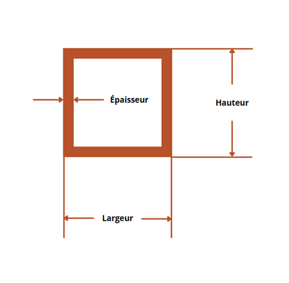 Tube acier carre 50x50x5 mm E24 schema